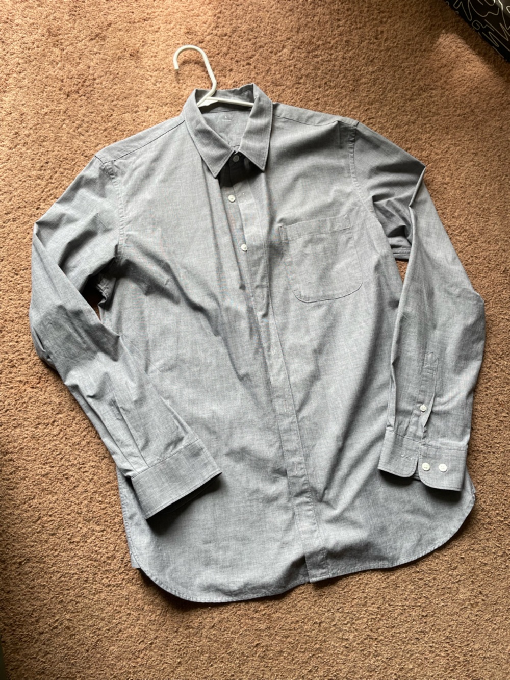 NEW MUJI Men's Classic Gray Button-Up Shirt